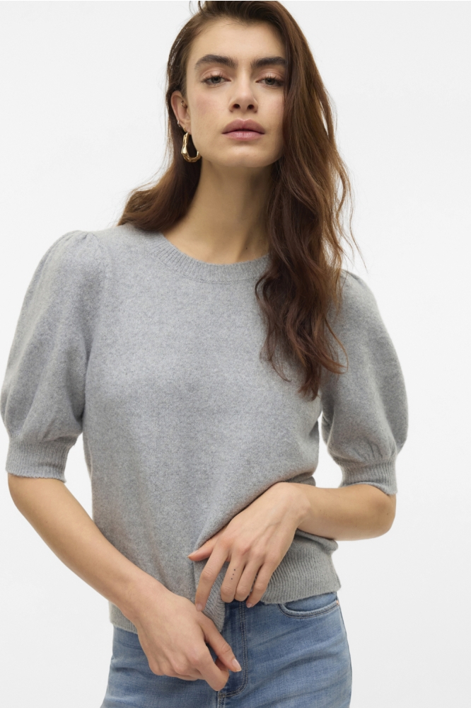 VMDOFFY 2/4 O-NECK PULLOVER GA NOOS 10278313 LIGHT GREY MELANGE